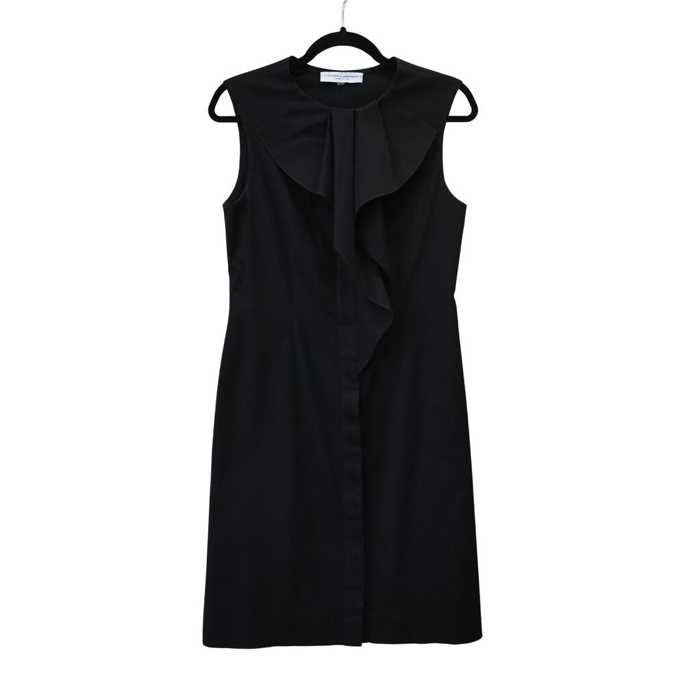 Carolina Herrera Black Ruffle Collar Midi Dress Size Estimated Medium